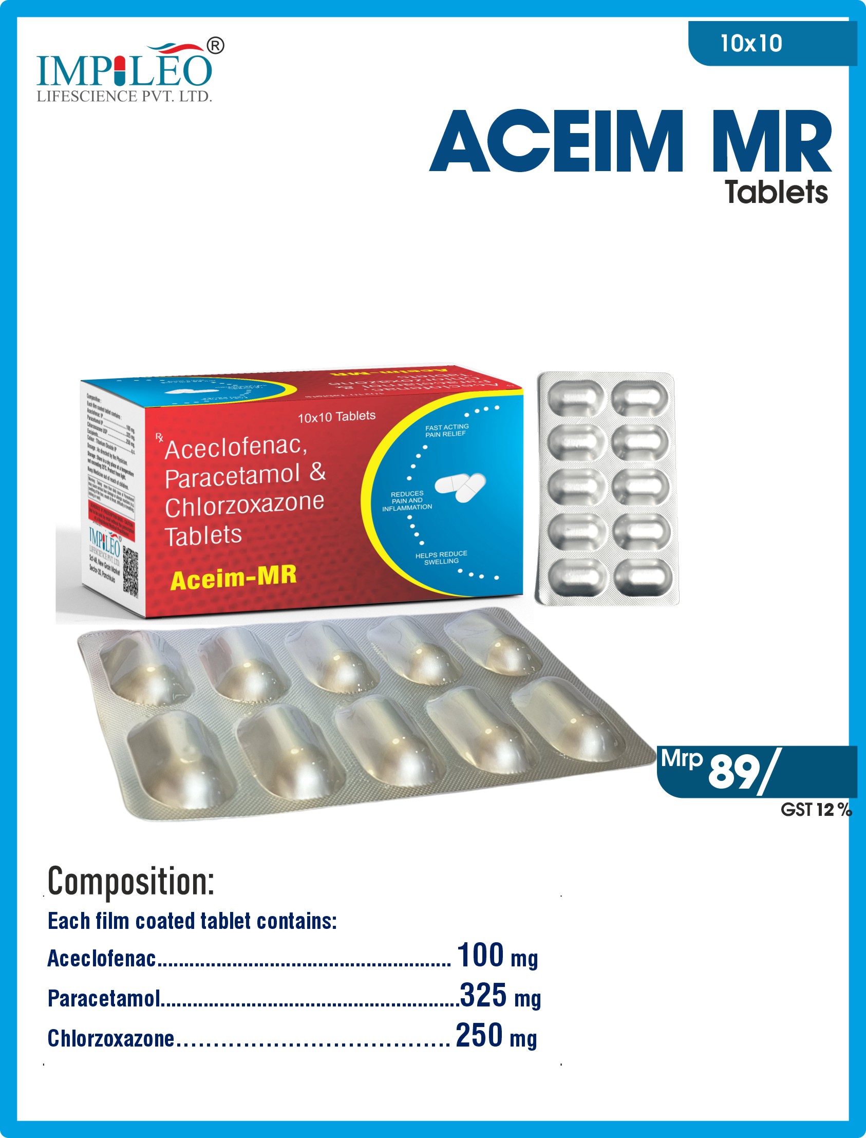 ACEIM-MR Tablets : Top-Quality Aceclofenac, Paracetamol, and Chlorzoxazone Formulation by Trusted Third-Party Manufacturing in Panchkula